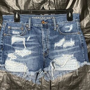 American Eagle Outfitters Distressed Blue Denim Shorts